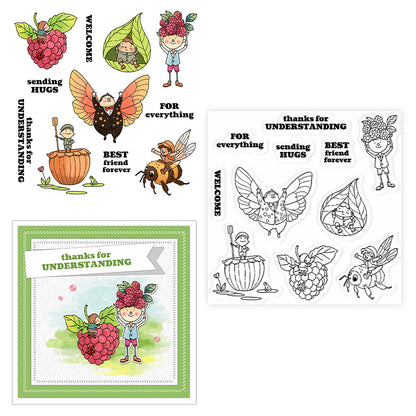 Plum and Little Man Clear Stamps