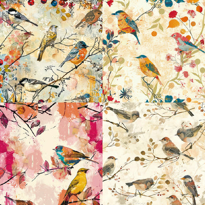 24PCS 6" Birds On Branches Scrapbook Paper & Cardstock