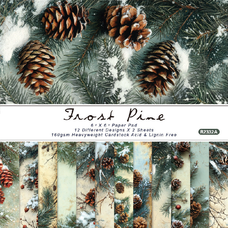 24PCS 6" Frost Pine Scrapbook Paper & Cardstock
