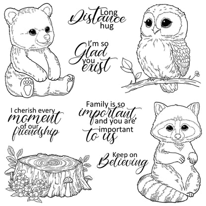 Cute Cartoon Animals Clear Stamps