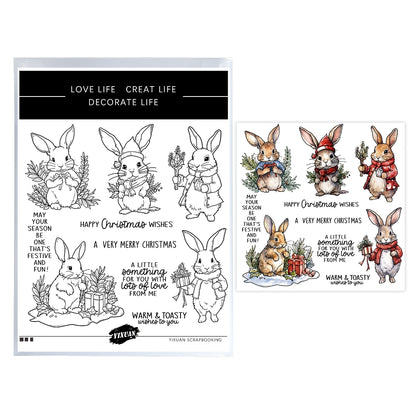 Christmas Cute Bunny Clear Stamps