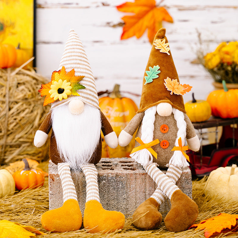 Thanksgiving Maple Leaf Pointy Hat Gnome Decorations