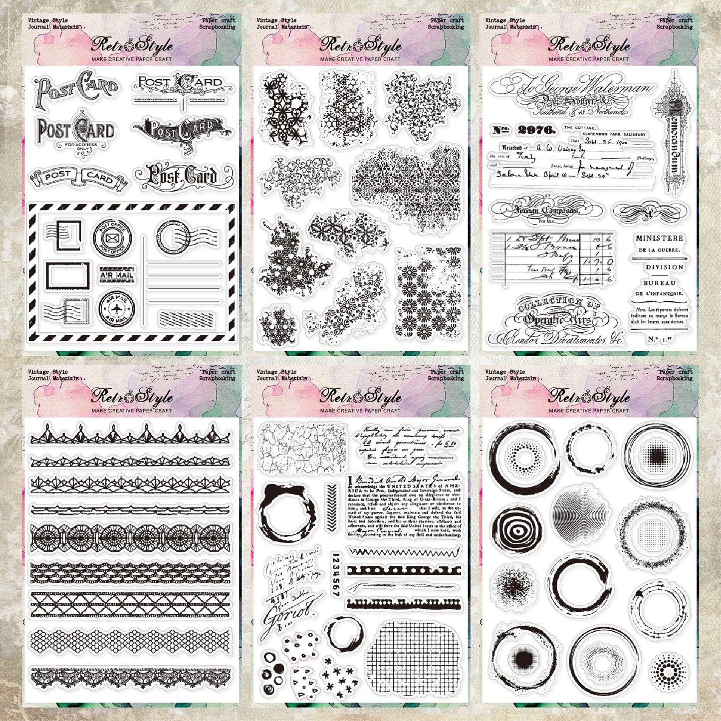 Retro Background DIY Scrapbook Clear Stamps