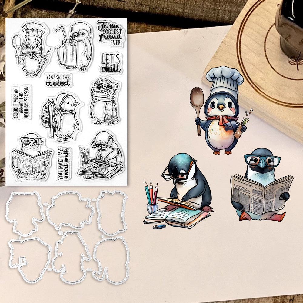 Cute Little Winter Penguin Dies & Stamps Set