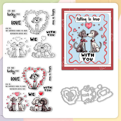 Valentine's Day Cute Puppy Dies & Stamps Set