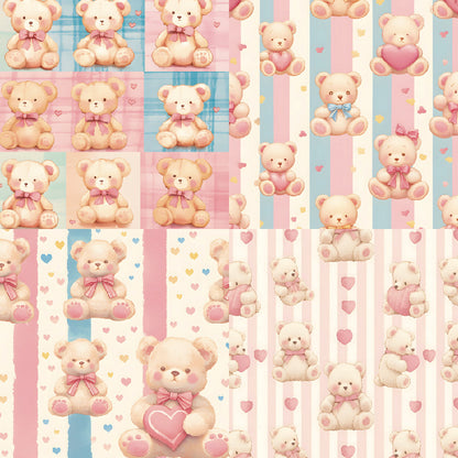 24PCS 6" Cuddly Bears Scrapbook Paper & Cardstock