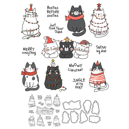 Cartoon Kittens Dies & Stamps Set