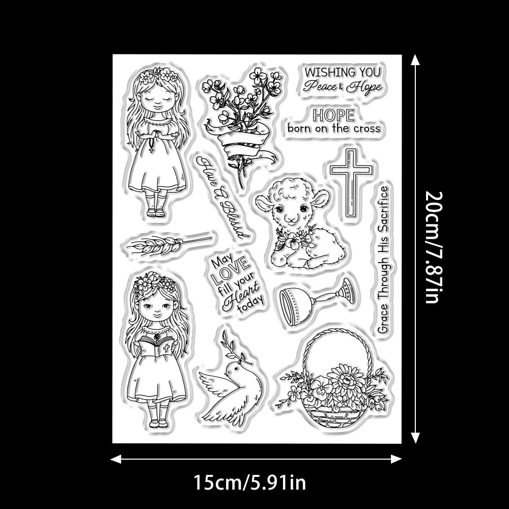 Little Girl and Flowers Clear Stamps