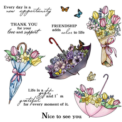 Umbrella Bouquet Clear Stamps