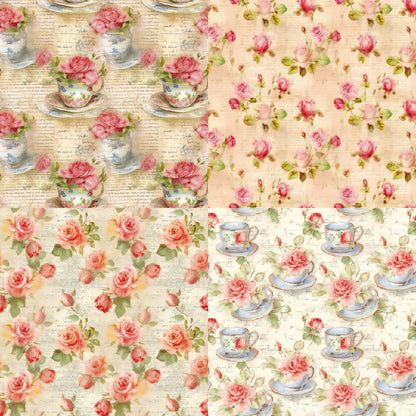 24PCS 6" Cup Of Flower Scrapbook Paper & Cardstock