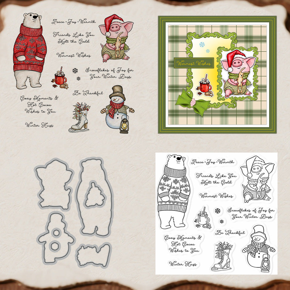 Winter Snowman and Animals Dies & Stamps Set