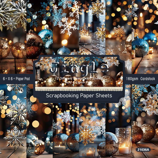 24PCS 6" Jingle Scrapbook Paper & Cardstock