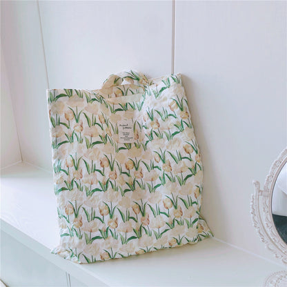 Tulip Pattern Canvas Shoulder Bag