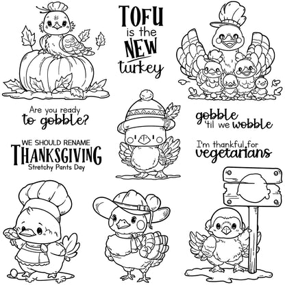 Thanksgiving Cute Turkey Dies & Stamps Set