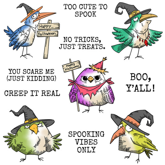 Halloween Cute Birds Dies & Stamps Set