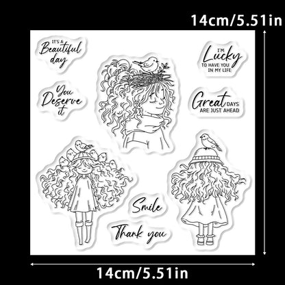 Girl with Messy Hair Dies & Stamps Set