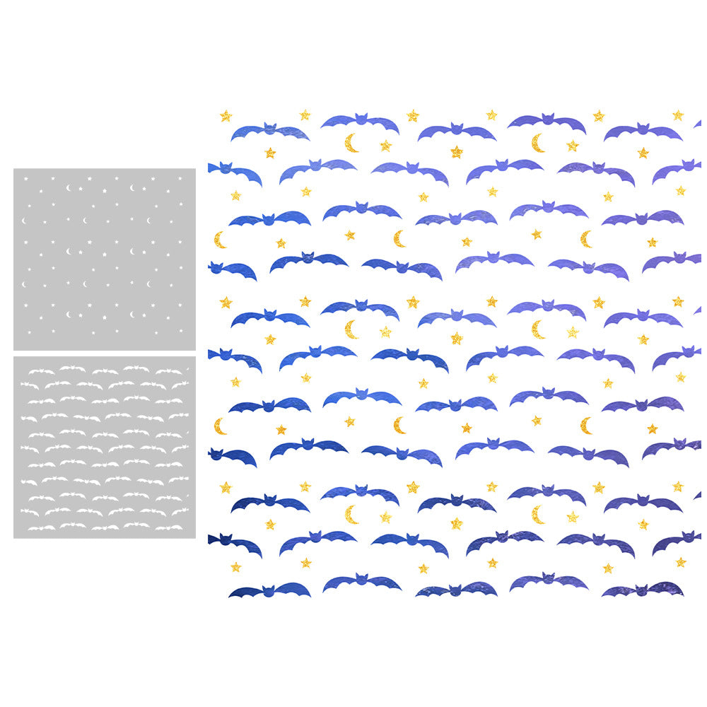 2 PCS Bat Pattern DIY Painting Hollow Stencil