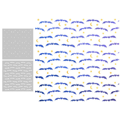 2 PCS Bat Pattern DIY Painting Hollow Stencil