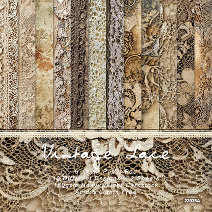 24PCS 6" Vintage Lace Scrapbook Paper & Cardstock