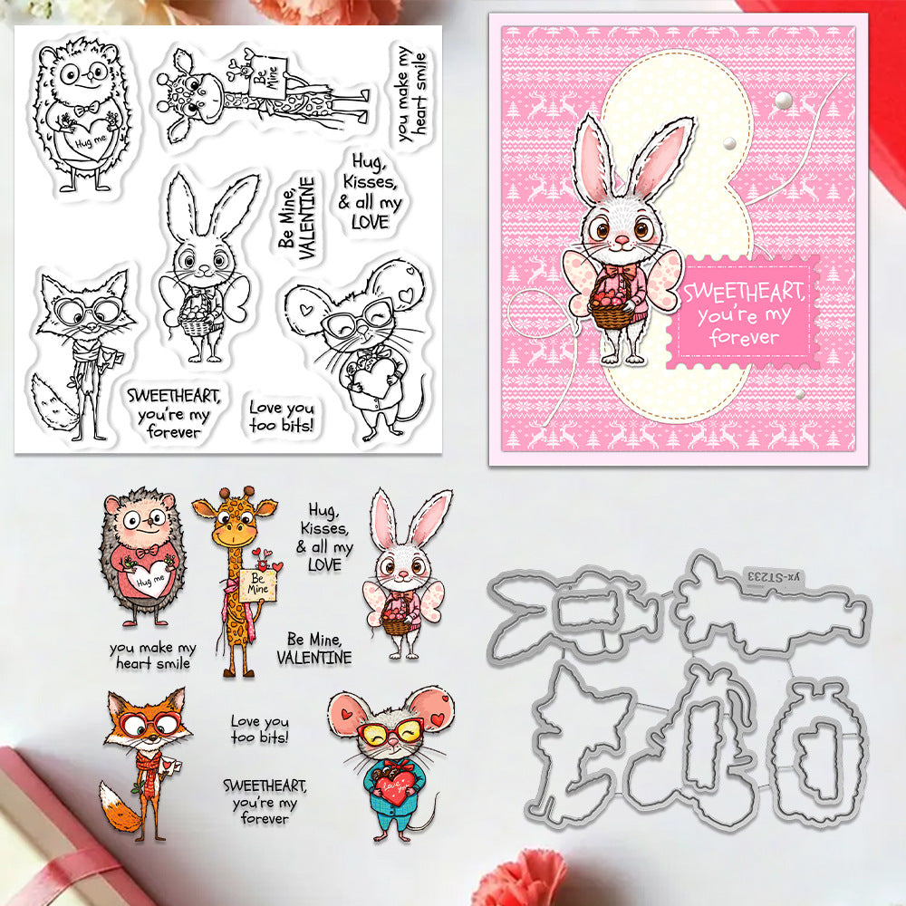 Valentine's Day Animals Dies & Stamps Set