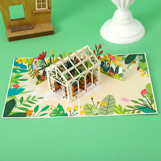 3D Flower House Pop-Up Greeting Card