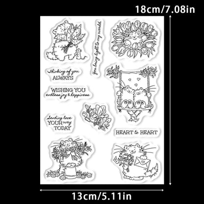 Flowers Cats Clear Stamps
