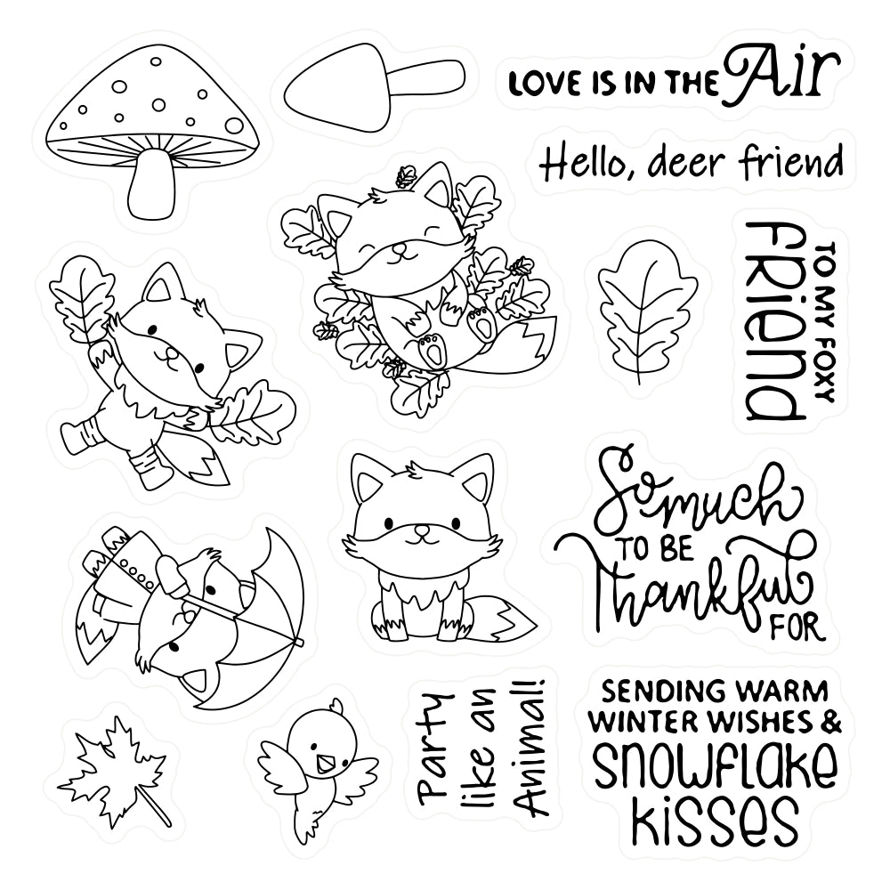 Cute Squirrel Mushroom Dies & Stamps Set