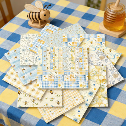 24PCS 6" Bee Check Scrapbook Paper & Cardstock