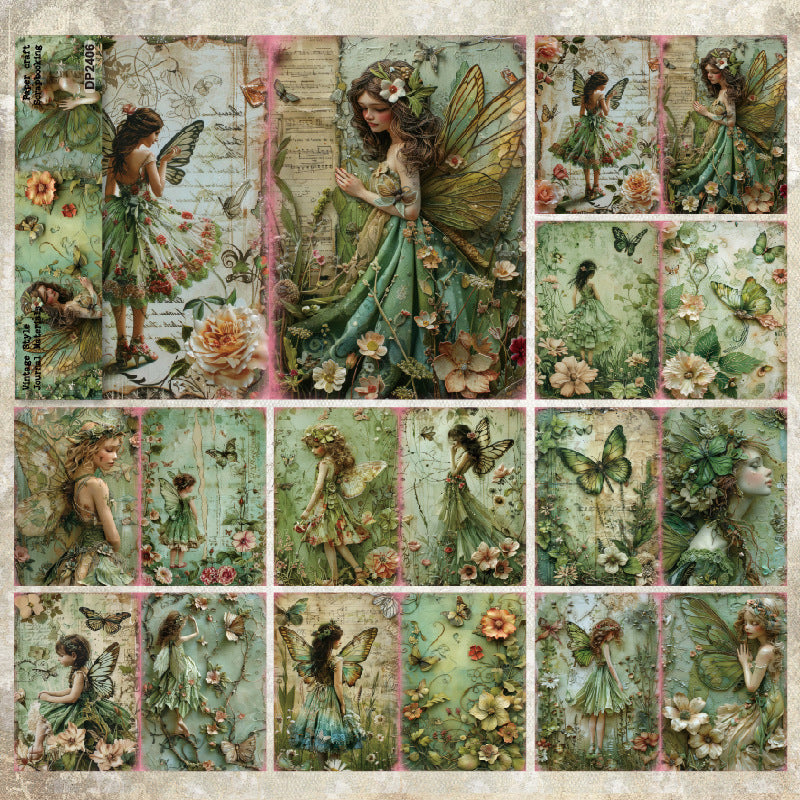 A5 Vintage Style Fairy Scrapbook Paper