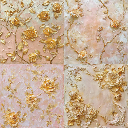 24PCS 6" Gold Floral Scrapbook Paper & Cardstock
