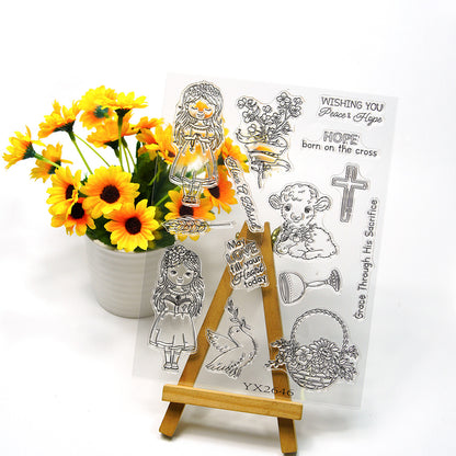 Little Girl and Flowers Clear Stamps