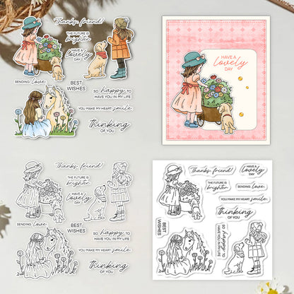 Girls and Animals Clear Stamps