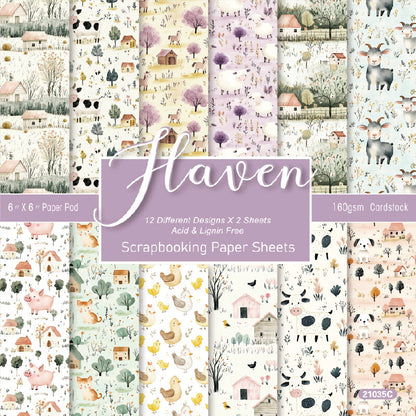 24PCS 6" Haven Scrapbook Paper & Cardstock