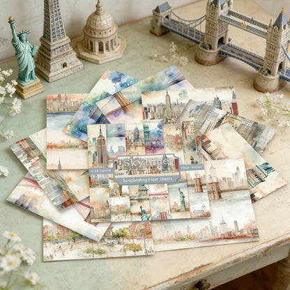 24PCS 6" Skyline Scrapbook Paper & Cardstock