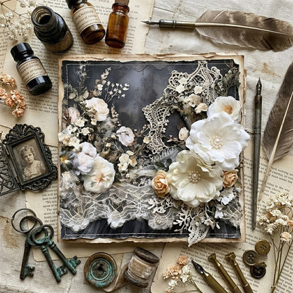 A5 Dark Lace Flowers Journal Scrapbook Paper