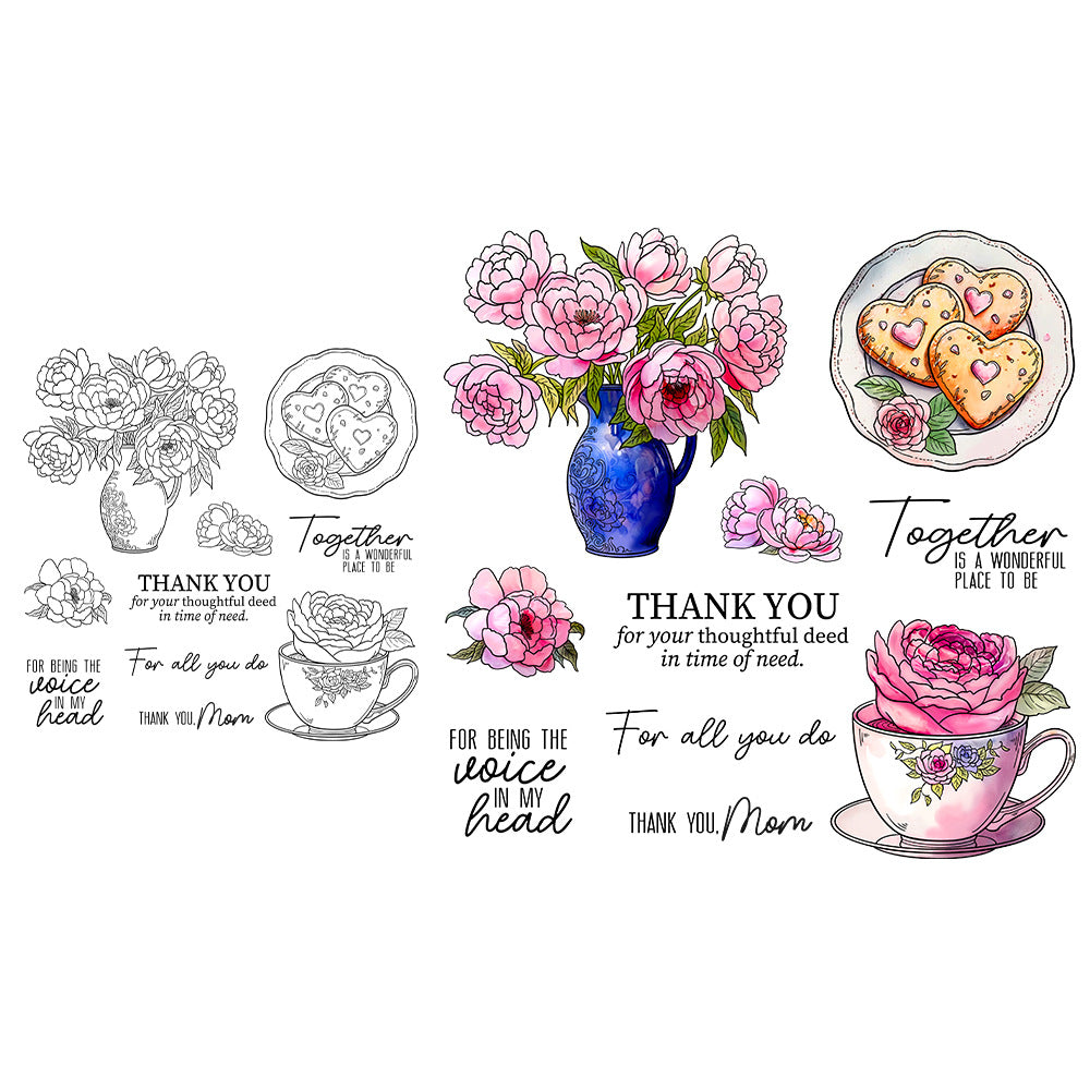 Beautiful Flowers and Cookies Clear Stamps