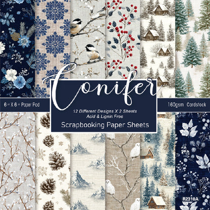 24PCS 6" Conifer Scrapbook Paper & Cardstock