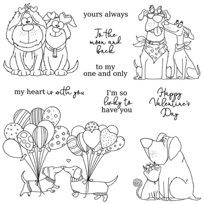 Valentine's Day Dogs Clear Stamps