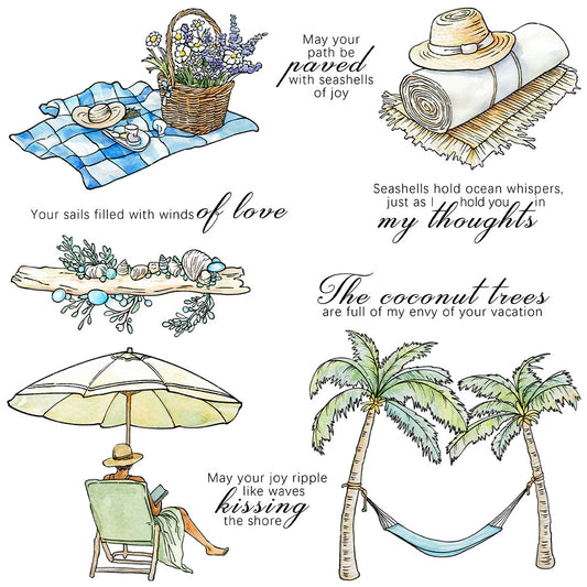 Summer Seaside Vacation Clear Stamps