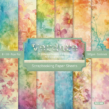 24PCS 6" Verdure Scrapbook Paper & Cardstock