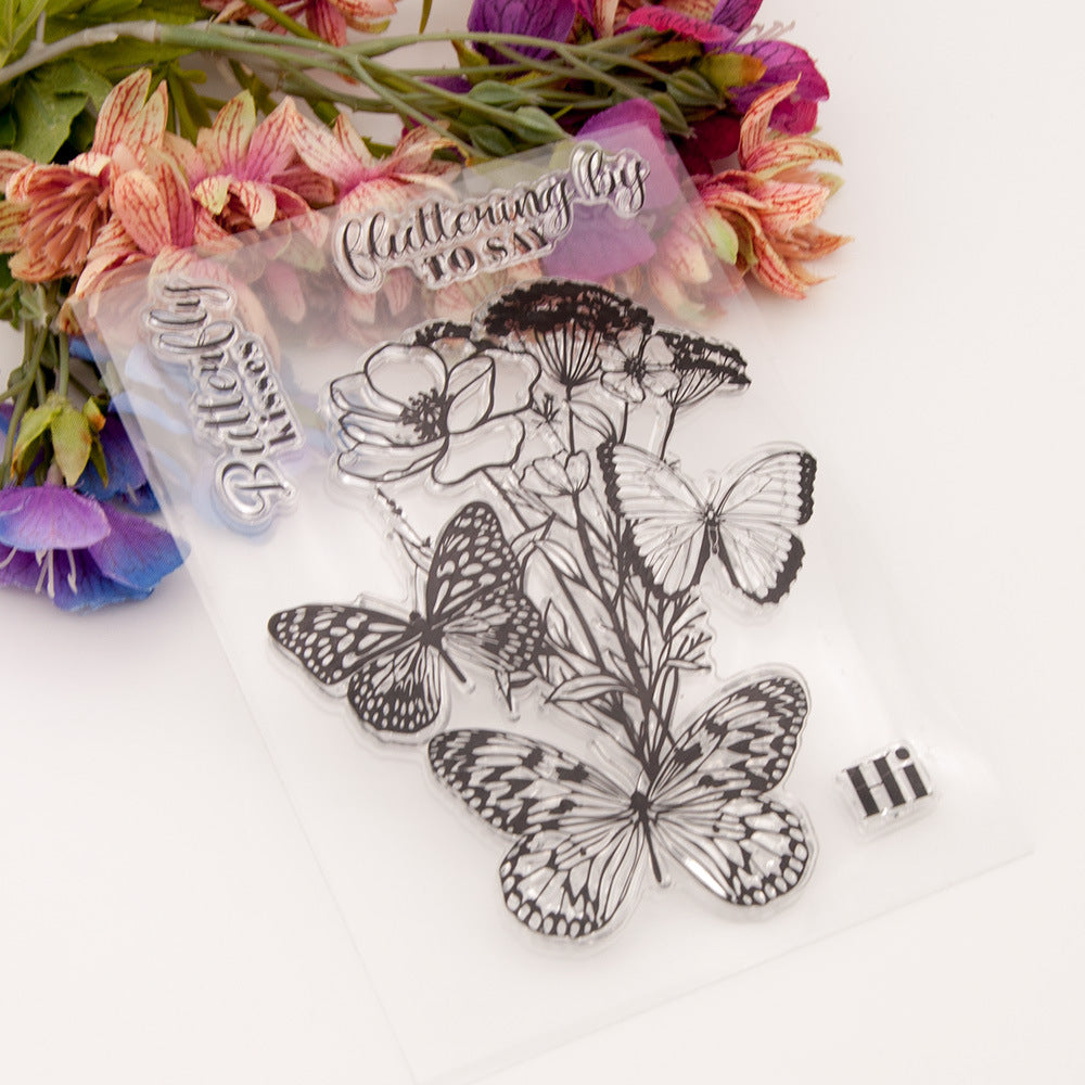 Butterflies and Flowers DIY Scrapbook Clear Stamps