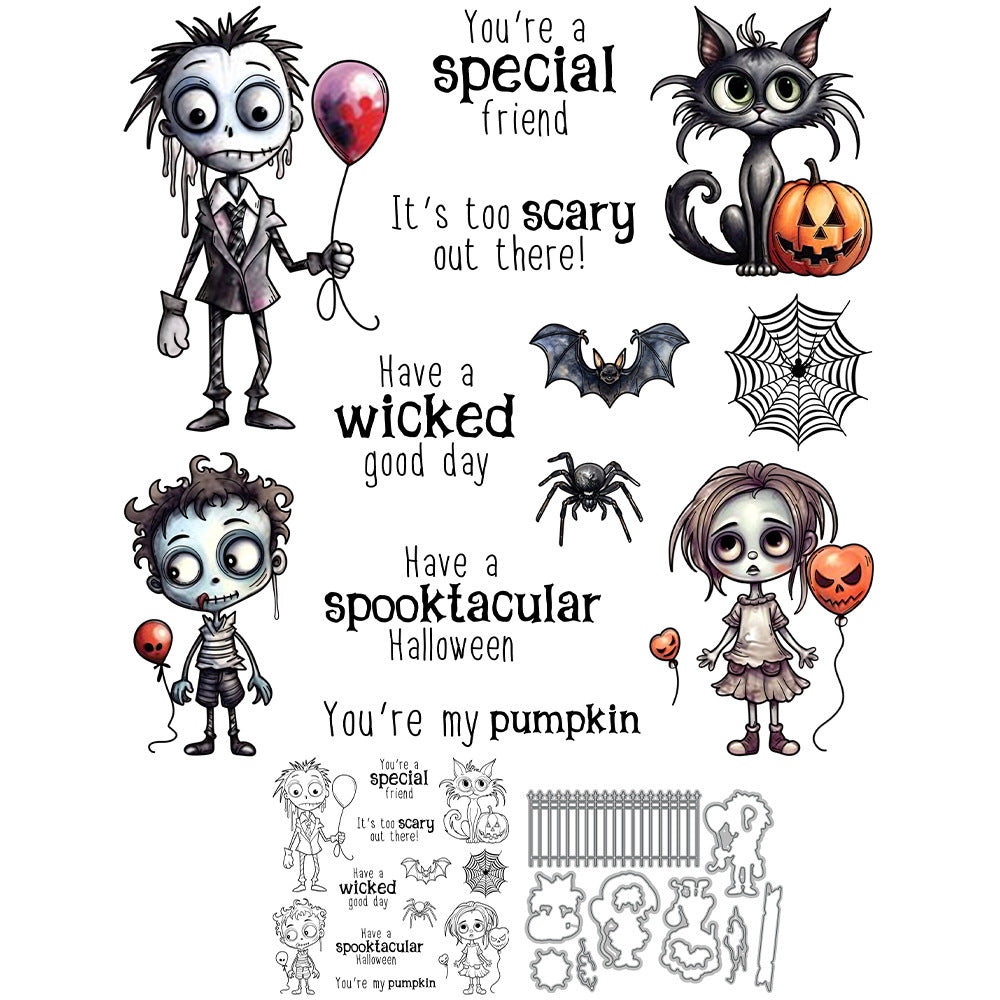 Halloween Theme Dies & Stamps Set