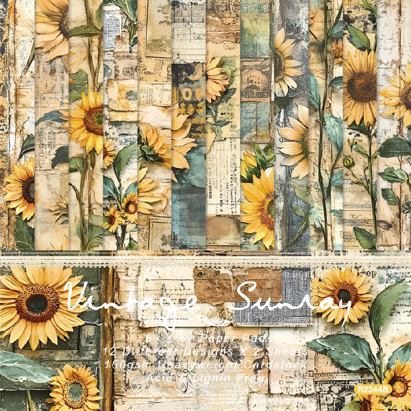 24PCS 6" Sunflower Scrapbook Paper & Cardstock