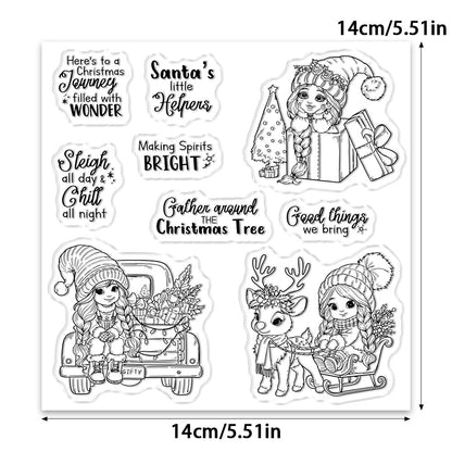 Christmas Cute Girls Dies & Stamps Set