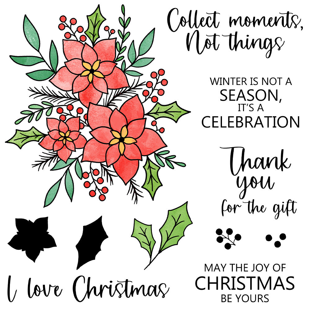 Christmas Flower Dies & Stamps Set
