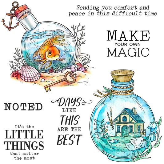 Glass Bottle Dies & Stamps Set