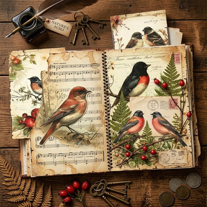 A5 Vintage Birds Journal Scrapbook Paper