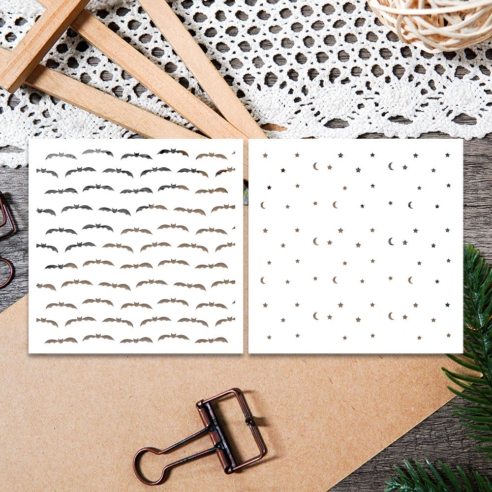 2 PCS Bat Pattern DIY Painting Hollow Stencil