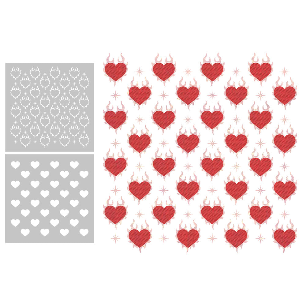 2 PCS Heart Pattern DIY Painting Hollow Stencil