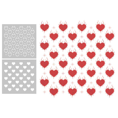 2 PCS Heart Pattern DIY Painting Hollow Stencil